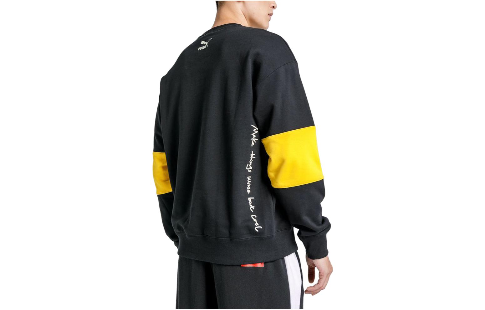 PUMA x Randomevent Crossover Crew Alphabet Logo Sweatshirt 'Black Yellow' 596664-01