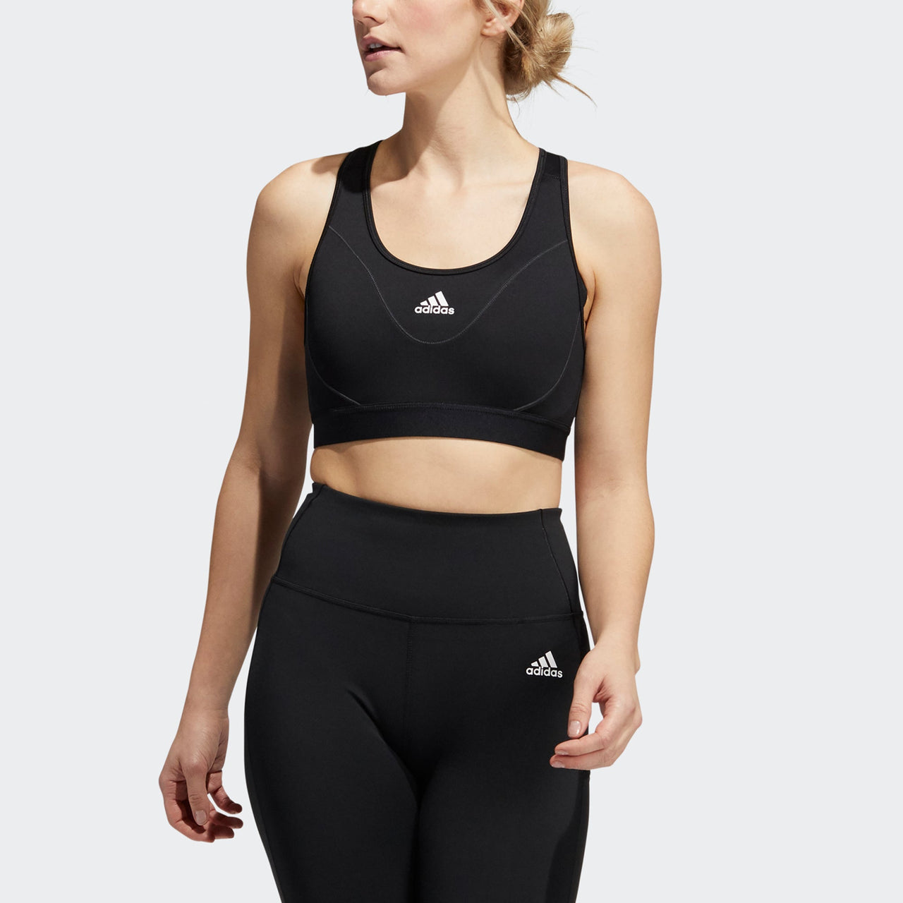 (WMNS) adidas Believe This Medium-Support Reflective Bra Asia Sizing 'Black White' GR8250