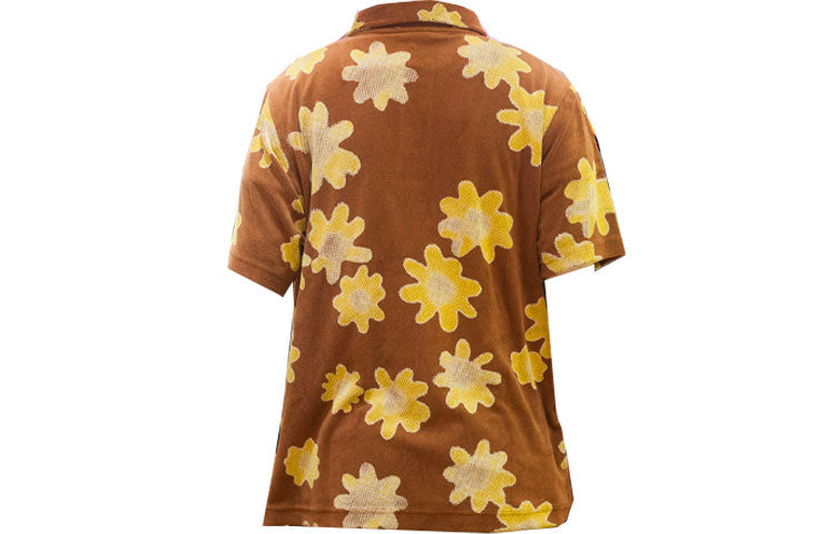 Nike Sportswear lapel Flowers Printing Short Sleeve Brown DM5033-204