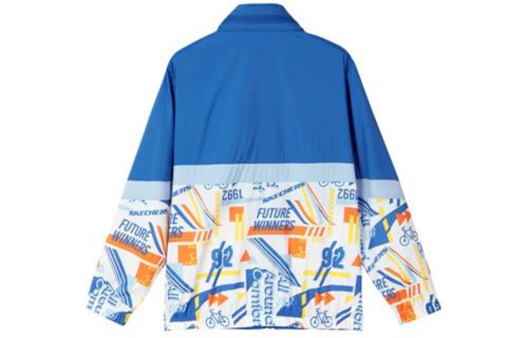 (GS) Skechers Contrast Color Letter Printed Jacket 'Blue White' P322B001