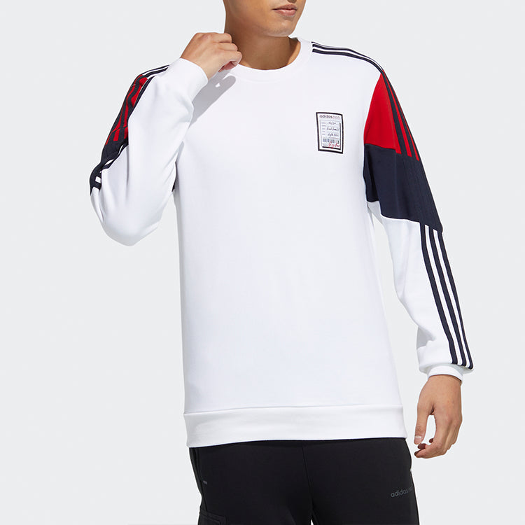 Men's adidas Contrasting Colors Alphabet Printing Round Neck Pullover White GU0843