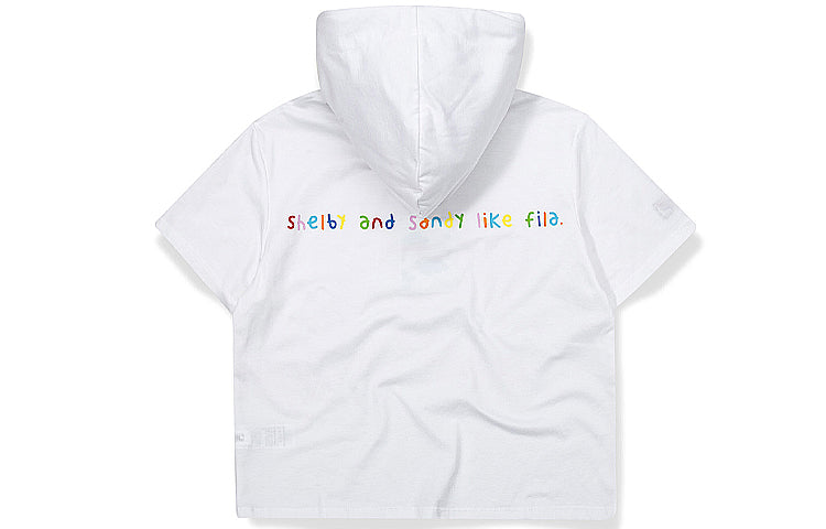 (WMNS) FILA FUSION Printing hooded Short Sleeve White T11W036109F-WT