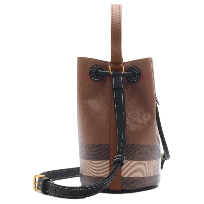 (WMNS) Burberry 26 Mini Check Bucket Bag 'Dark Birch Brown' 81122381