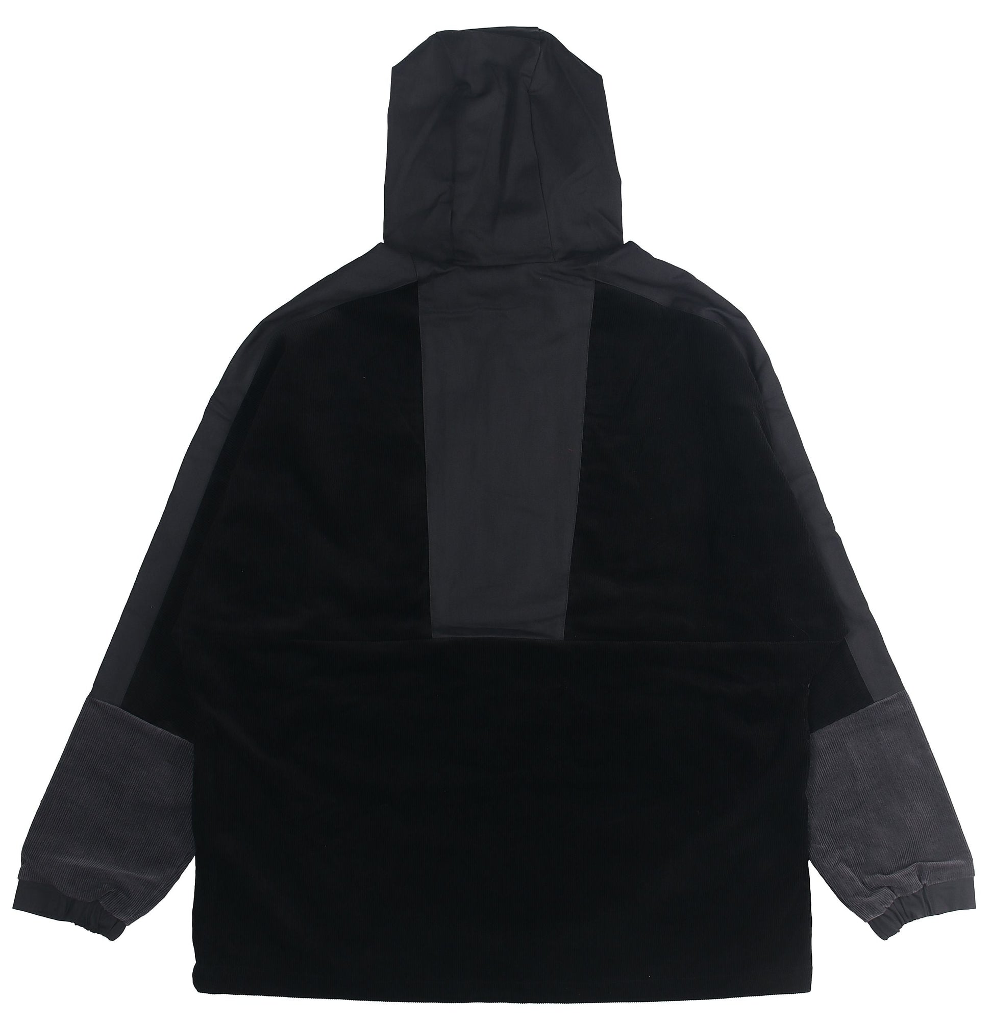 adidas M Corduroy Ank Half Zipper Splicing Sports hooded Logo Jacket Black HD0365