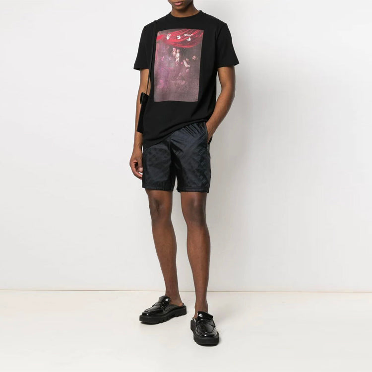 Off-White Sprayed Caravaggio Short-Sleeve Slim Tee 'Black' OMAA027S21JER0101001