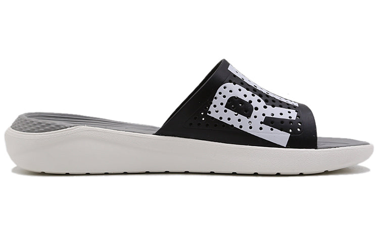 Crocs LiteRide LOGO Unisex Black Slippers 'Black White' 205562-066