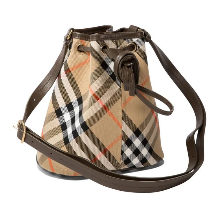 (WMNS) Burberry 25 Checked Drawstring Bucket Bag 'Beige' 8093804