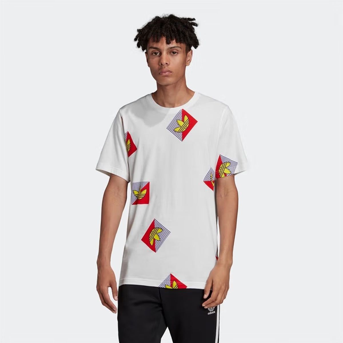 adidas Allover Print Diagonal Graphic T-shirt Asia Sizing 'White' FM3342