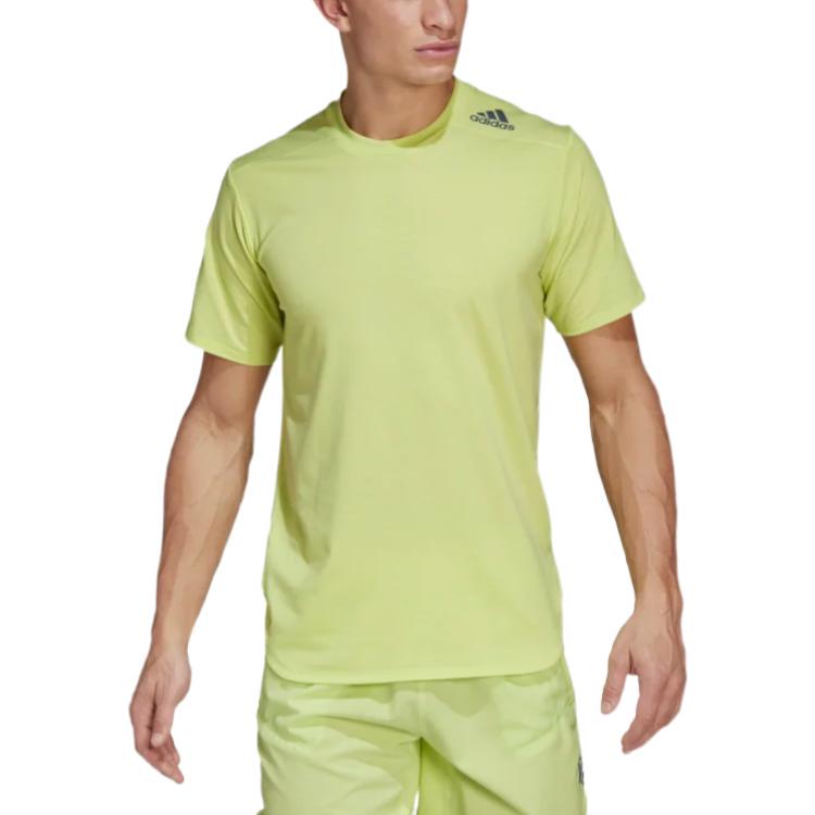 Men's adidas Solid Color Sports Logo Casual Round Neck Short Sleeve Blue T-Shirt HB9203
