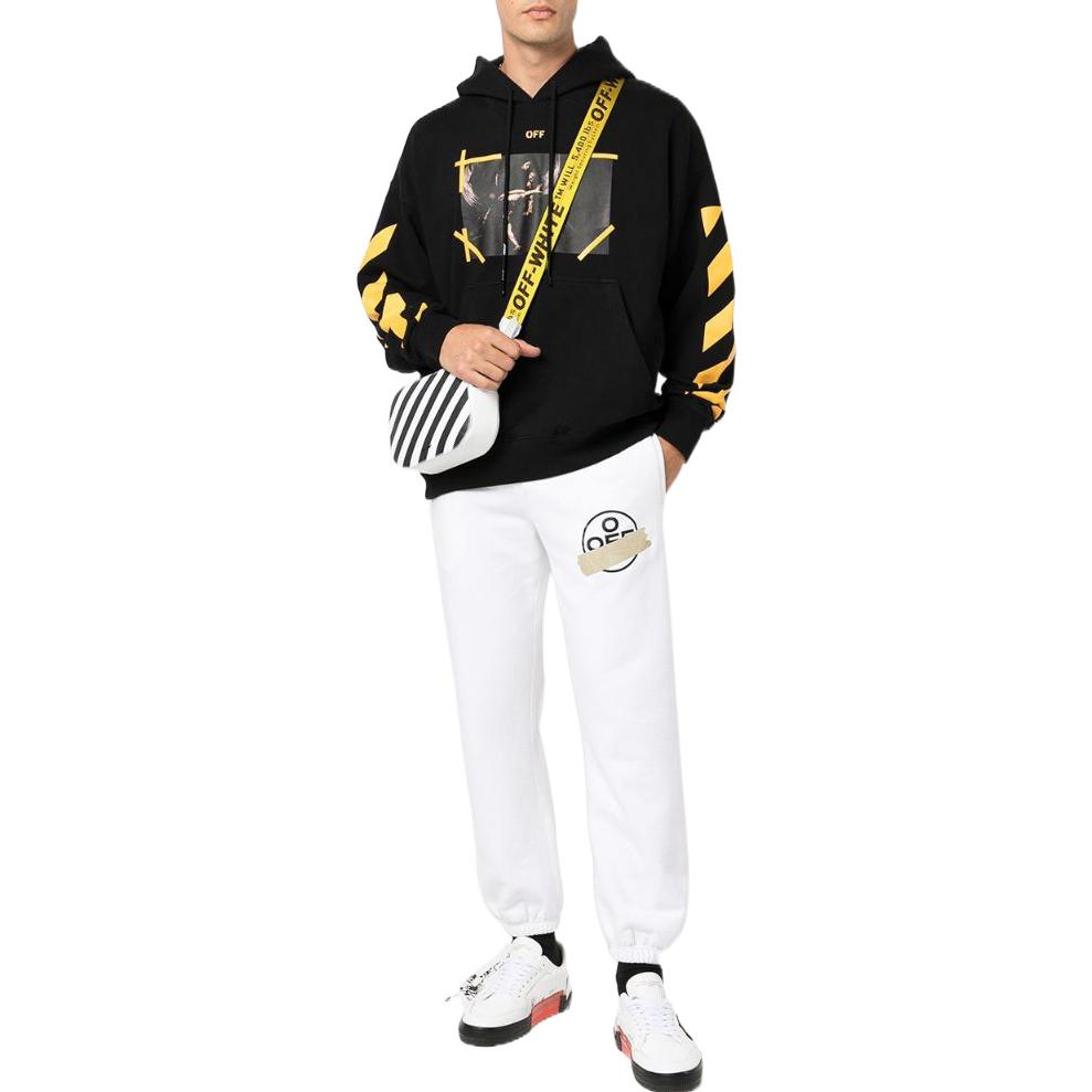 Men's Off-White SS22 Pattern Printing Hooded Long Sleeves Version Black OMBB085C99FLE0081001BLACK