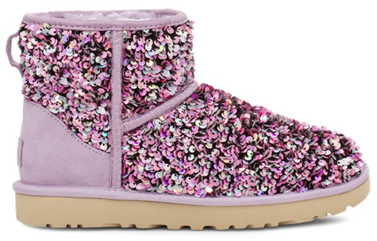 (WMNS) UGG Classic Mini Stellar Sequin Snow Boots Purple 1112515-LFST