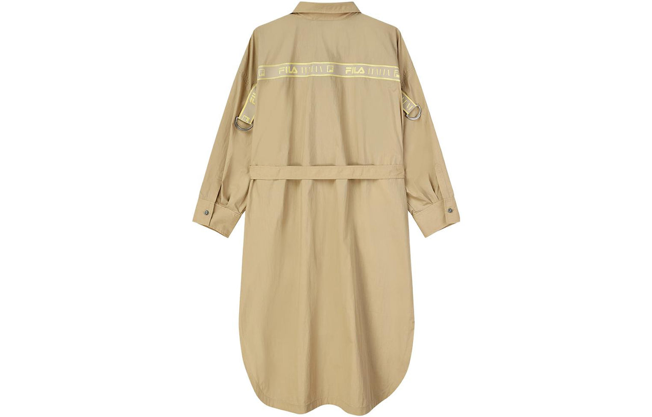(WMNS) FILA Tie-belt Coat 'Khaki' F11W134704F
