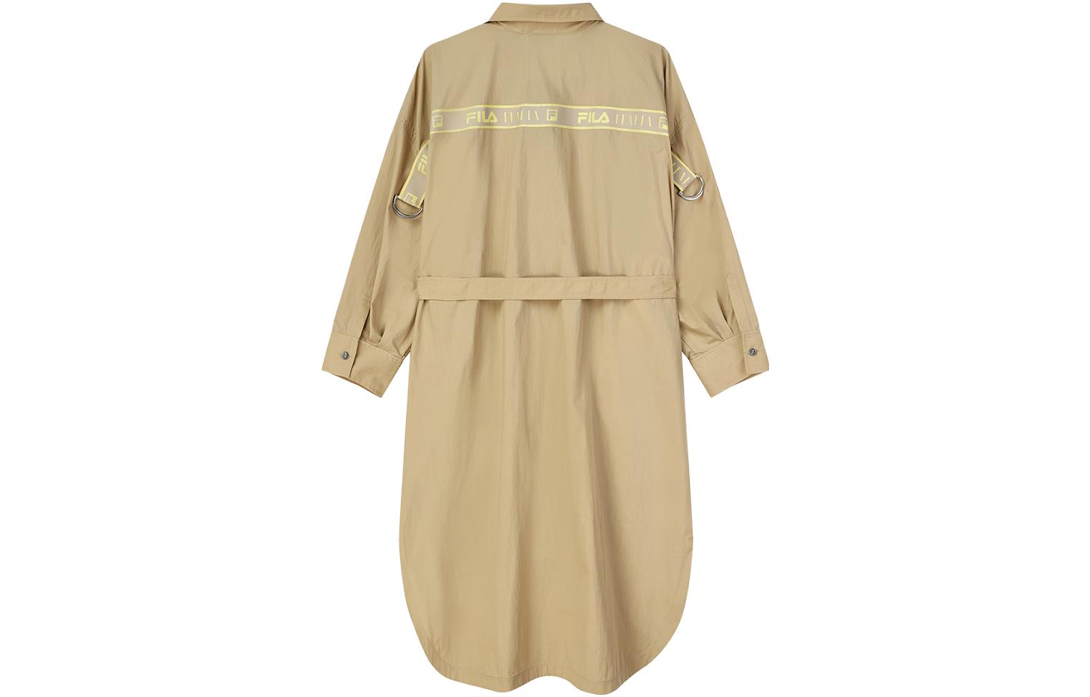 (WMNS) FILA Tie-belt Coat 'Khaki' F11W134704F