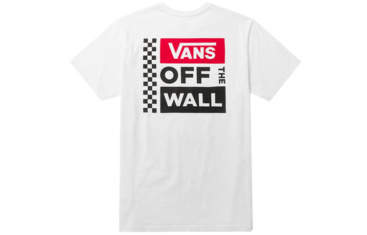 Vans Back Large Logo Printing Round Neck Short Sleeve Couple Style White VN0A3TY4WHT