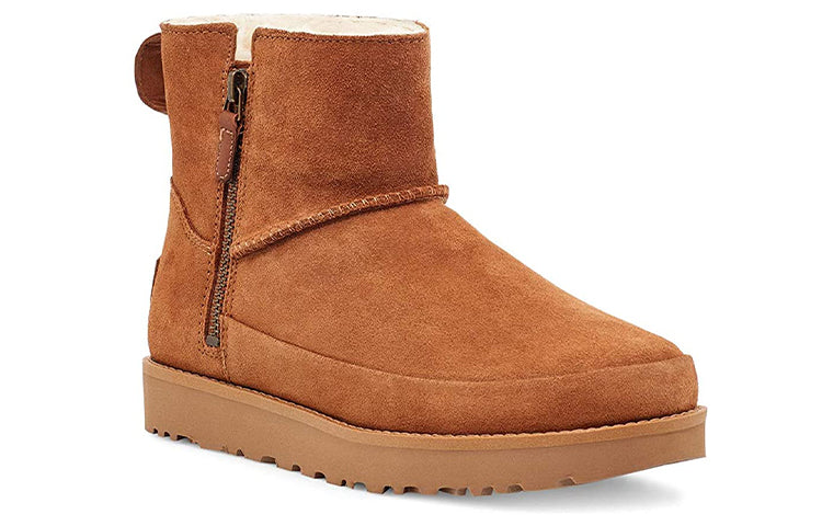 (WMNS) UGG Classic Zip Mini Snow Boots Brown 1116104-CHE