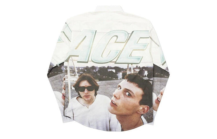 PALACE Character Printing Long Sleeves Shirt Unisex Gray White P19SHT105