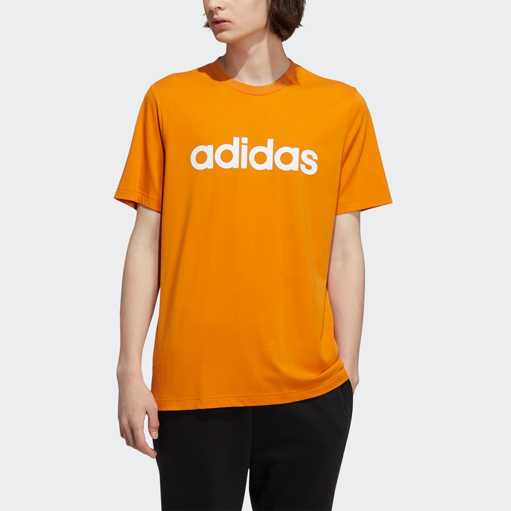 Men's adidas neo Ce Logo Tee Logo Printing Sports Round Neck Short Sleeve Orange T-Shirt H14239