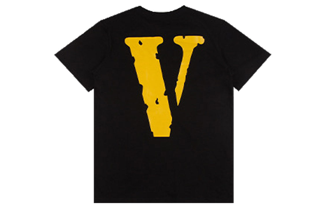 Men's VLONE Yellow Large Logo Short Sleeve Black VL18INNER001