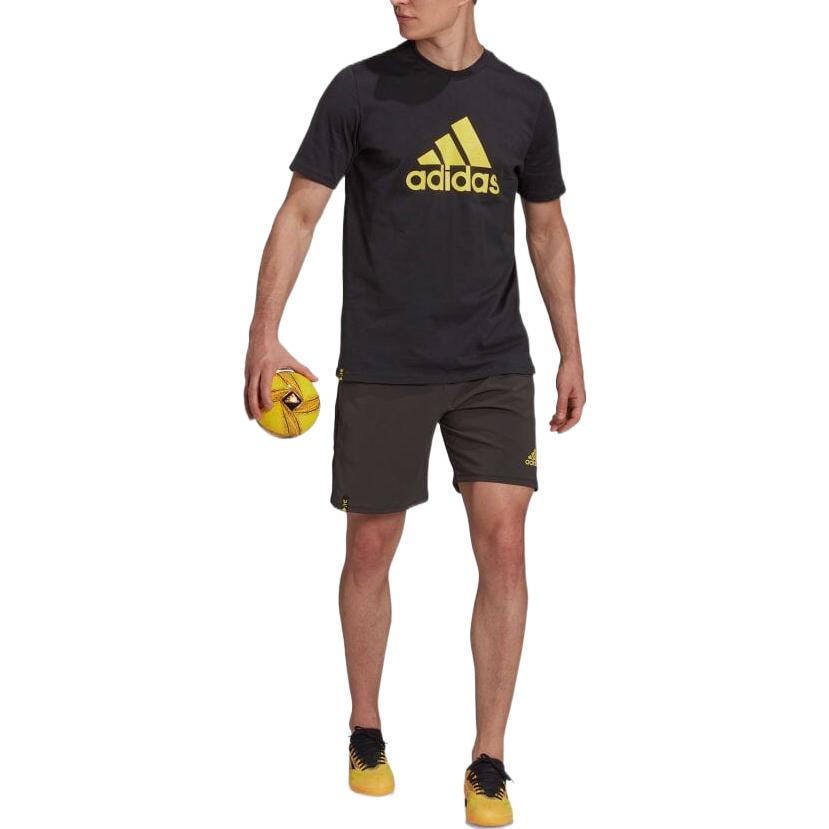 Men's adidas Alphabet Logo Printing Round Neck Pullover Sports Short Sleeve Japanese Version Black T-Shirt HD9868