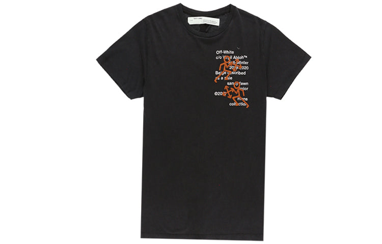 Off-White Pictogram Embroidered Slim Arrow Printing Short Sleeve t Ordinary Version Black OMAA027F191850041088