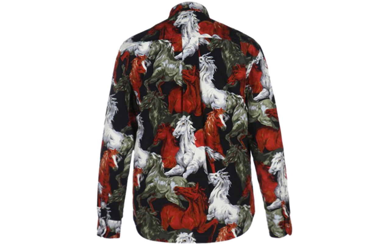 Men's KENZO FW20 Pattern Shirt Jacket Black Green FA65CH5059PF-17