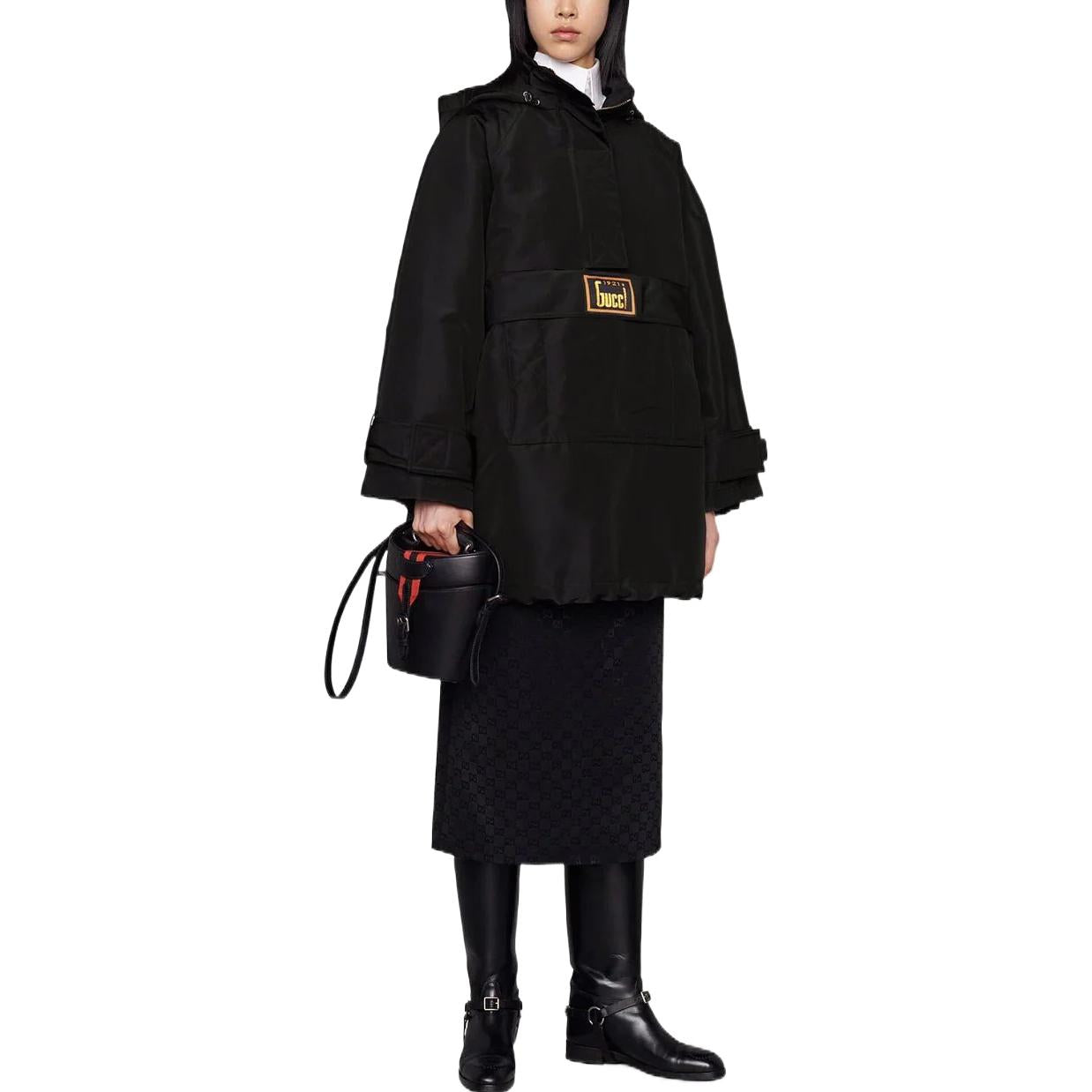 (WMNS) Gucci Silk Hooded Anorak Jacket 'Black' 669869-ZAIBR-1000
