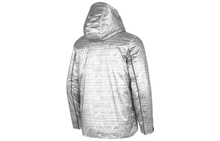 Skechers Letter Printed Hooded Down Jacket 'Silver Black' P421M037