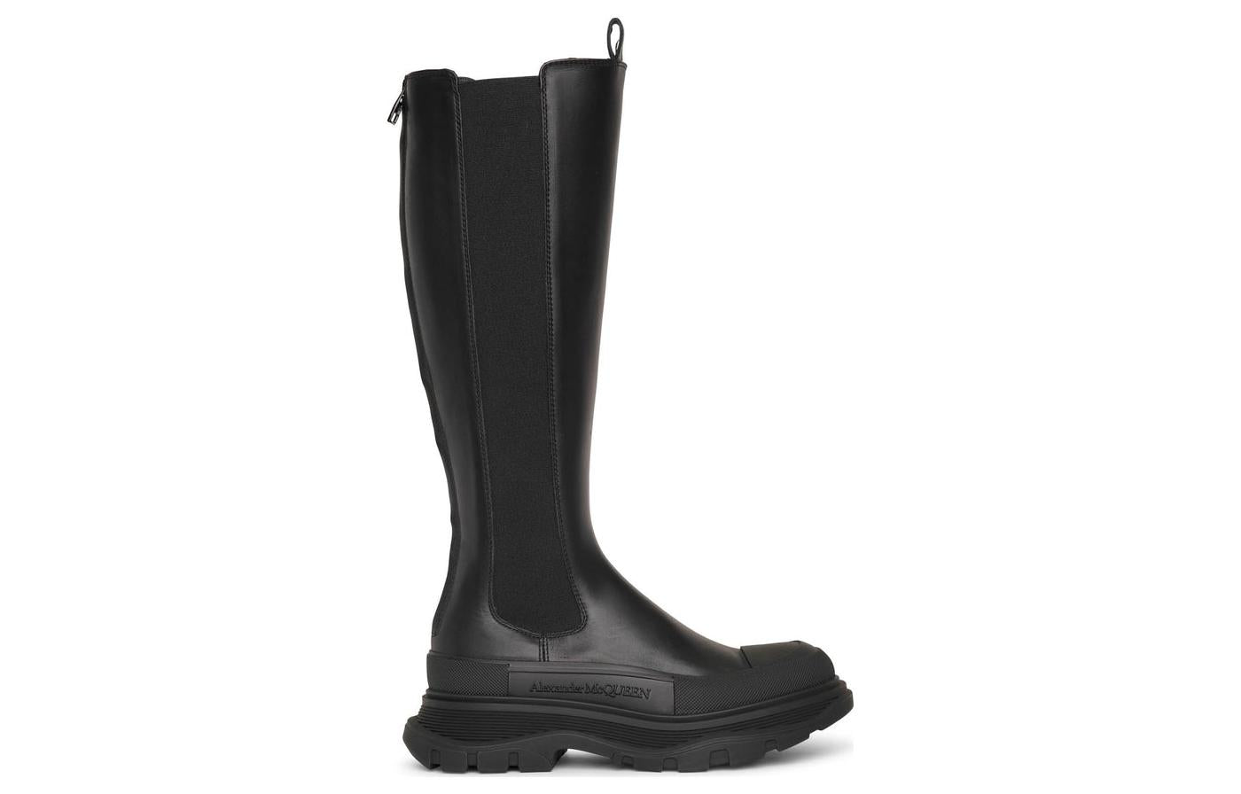 (WMNS) Alexander McQueen Tread Slick Knee High Boot 'Black' 666410WHZ661000