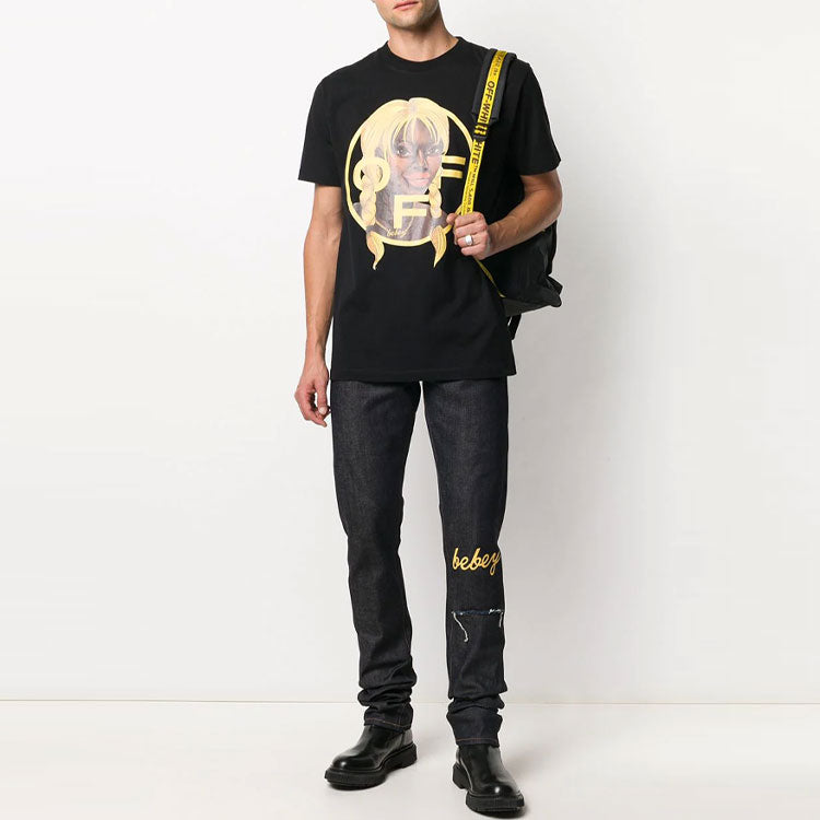 Off-White x Theophilus London Crossover Printing Casual Round Neck Short Sleeve Black OMAA027G20JER0161018