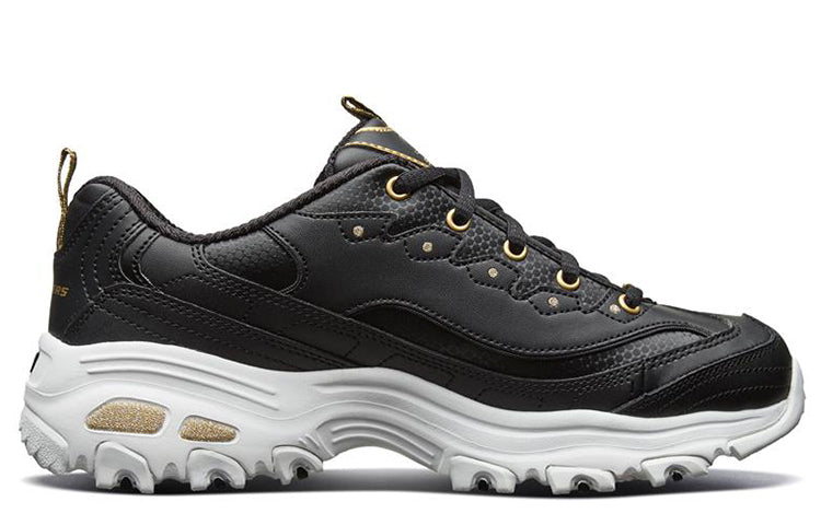 (WMNS) Skechers D'Lites Low-Top Daddy Shoes Black/Gold 11919-BKGD