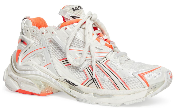 (WMNS) Balenciaga Runner Sneakers 'White Fluo Orange Mesh and Nylon' 677402W3RBM9770