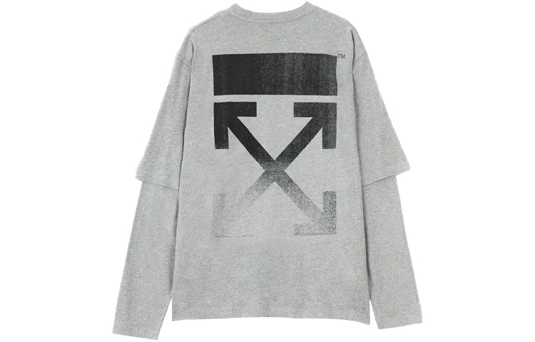 Off-White SS21 Logo Rear Pattern Round Neck Long Sleeves Ordinary Version Gray OMAB066F21JER0040810