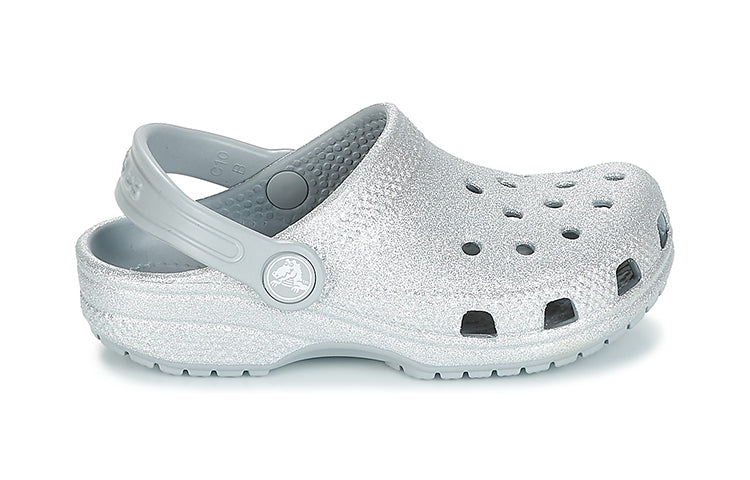 (GS) Crocs Classic Glitter Clogs 'Silver' 205441-040