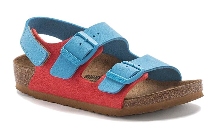 (PS) Birkenstock Milano HL Kids Birko-Flor Birkibuc Narrow Fit 'Sky Blue/Active Red' 1024373
