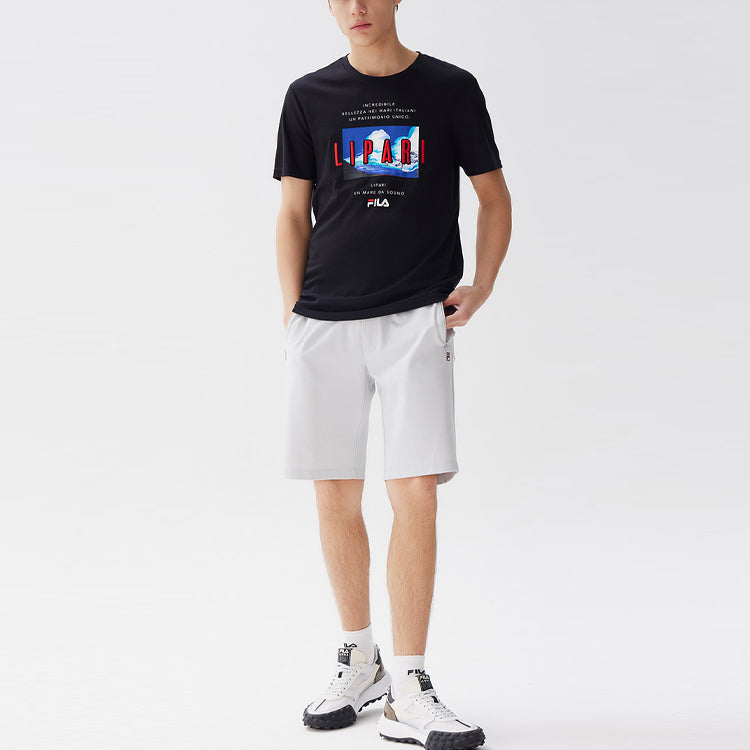 FILA Letter Pattern Round Collar Male Black F11M128109F-BK
