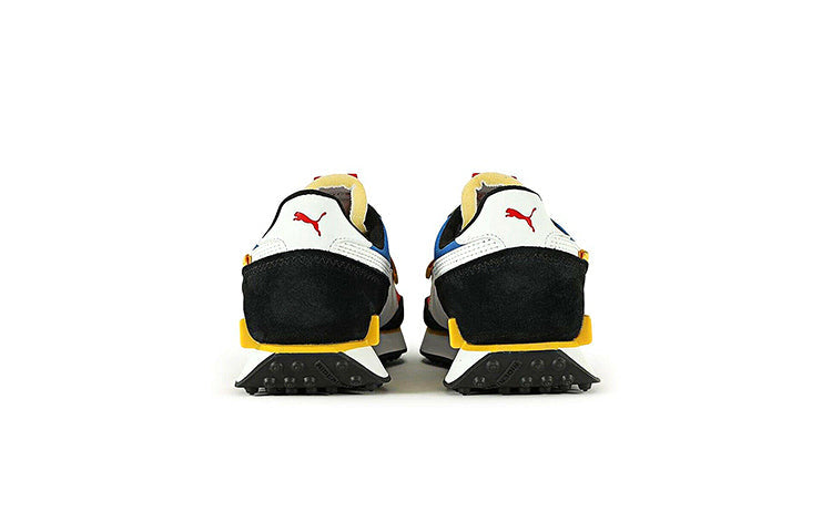 (GS) PUMA Future Rider Play On Low Top Running Shoes Black/White/Yellow 372349-05