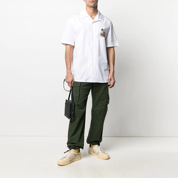 Off-White SS21 Side Straight Cargo Pants Version Green OMCF025S21FAB0015701