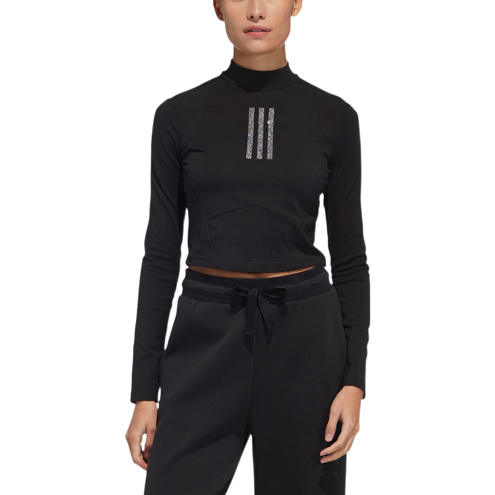 (WMNS) adidas Swarovski Long Sleeve T-Shirt Asia Sizing 'Black White' HB8568