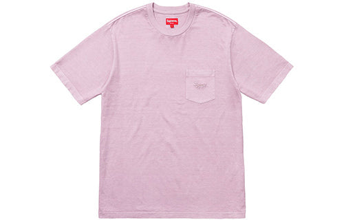 Supreme SS18 Overdyed Pocket Tee Washed Light Purple Logo Tee SUP-SS18-147