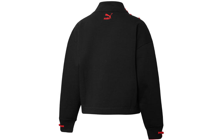 (WMNS) PUMA CNY Stand Collar Pullover Hoodie Black 536180-01