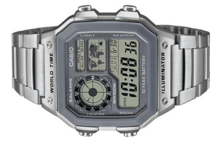 CASIO Male YOUTH Japan / South Korea Fashion Waterproof Mens Silver Digital AE-1200WHD-7A