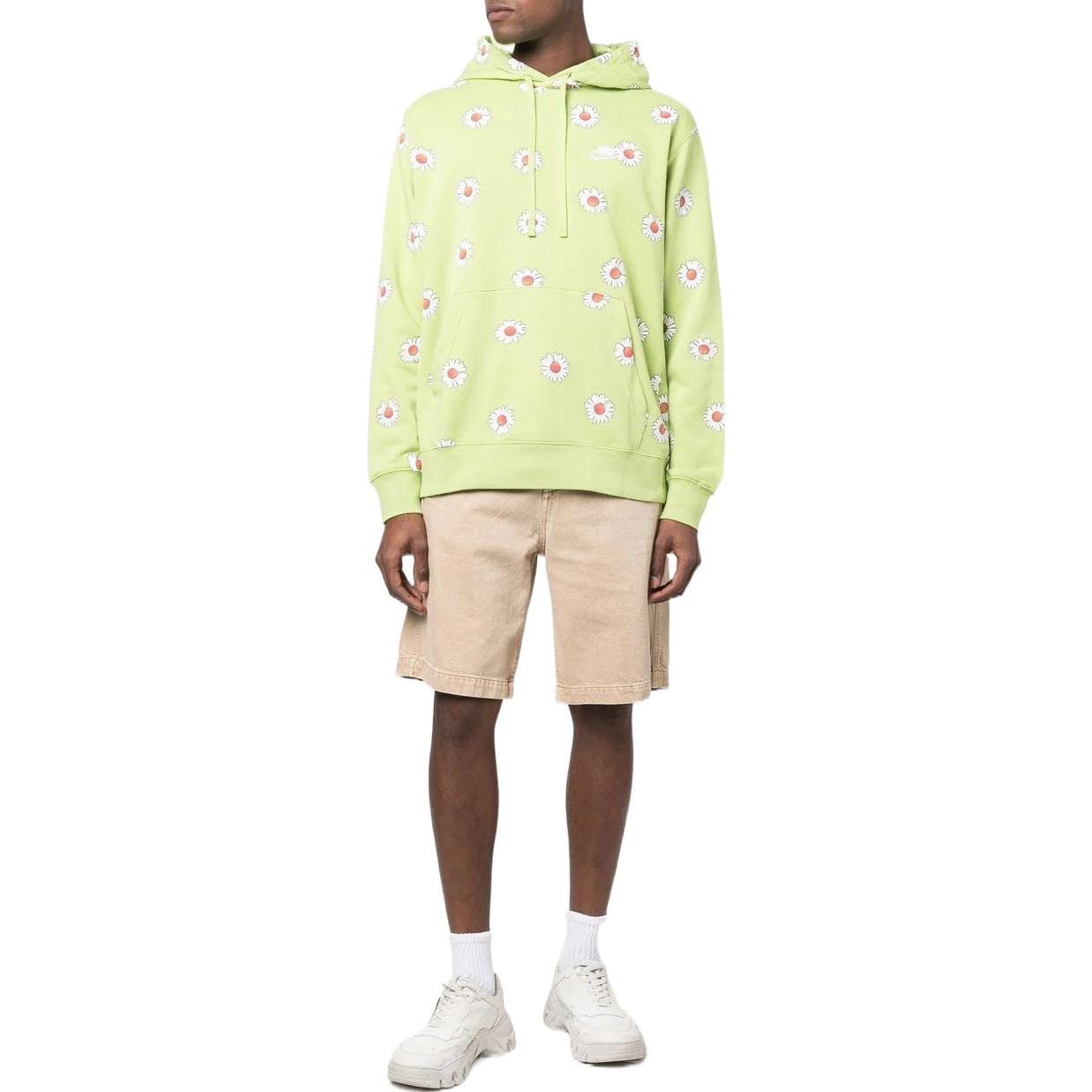 Men's Nike Daisy Printing Pullover Hooded Long Sleeves Green DM6907-332