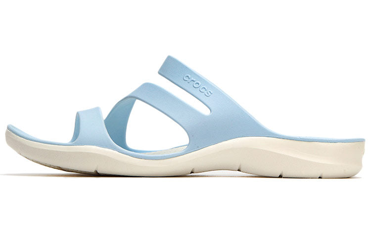 (WMNS) Crocs Flat Heel Sports Slippers Blue 203998-4JQ