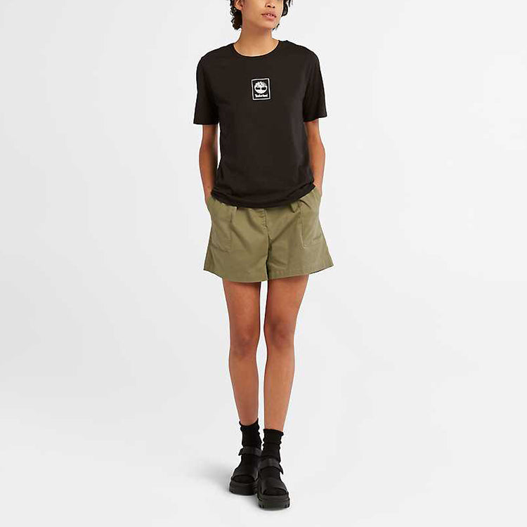 (WMNS) Timberland Stack Logo Regular T-Shirt 'Black' A69AW-001