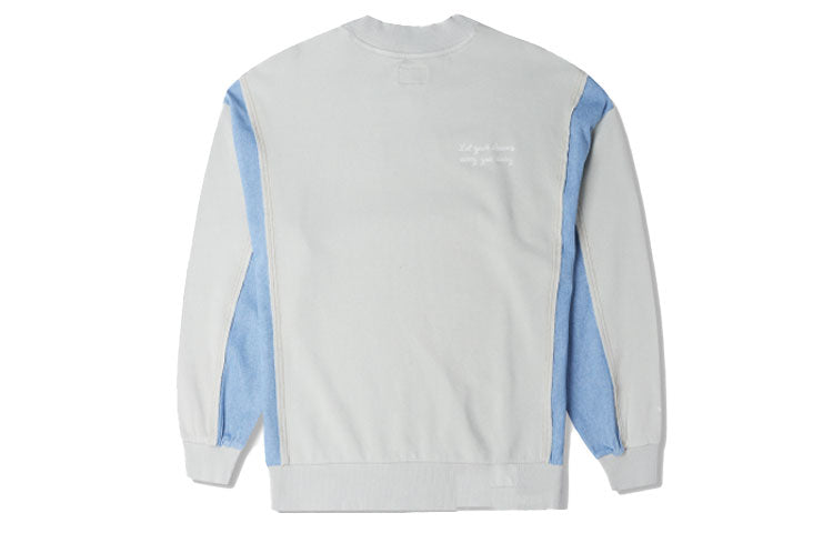 (WMNS) Converse Denim Patchwork Crew Sweatshirt Asia Sizing 'Blue' 10025520-A02