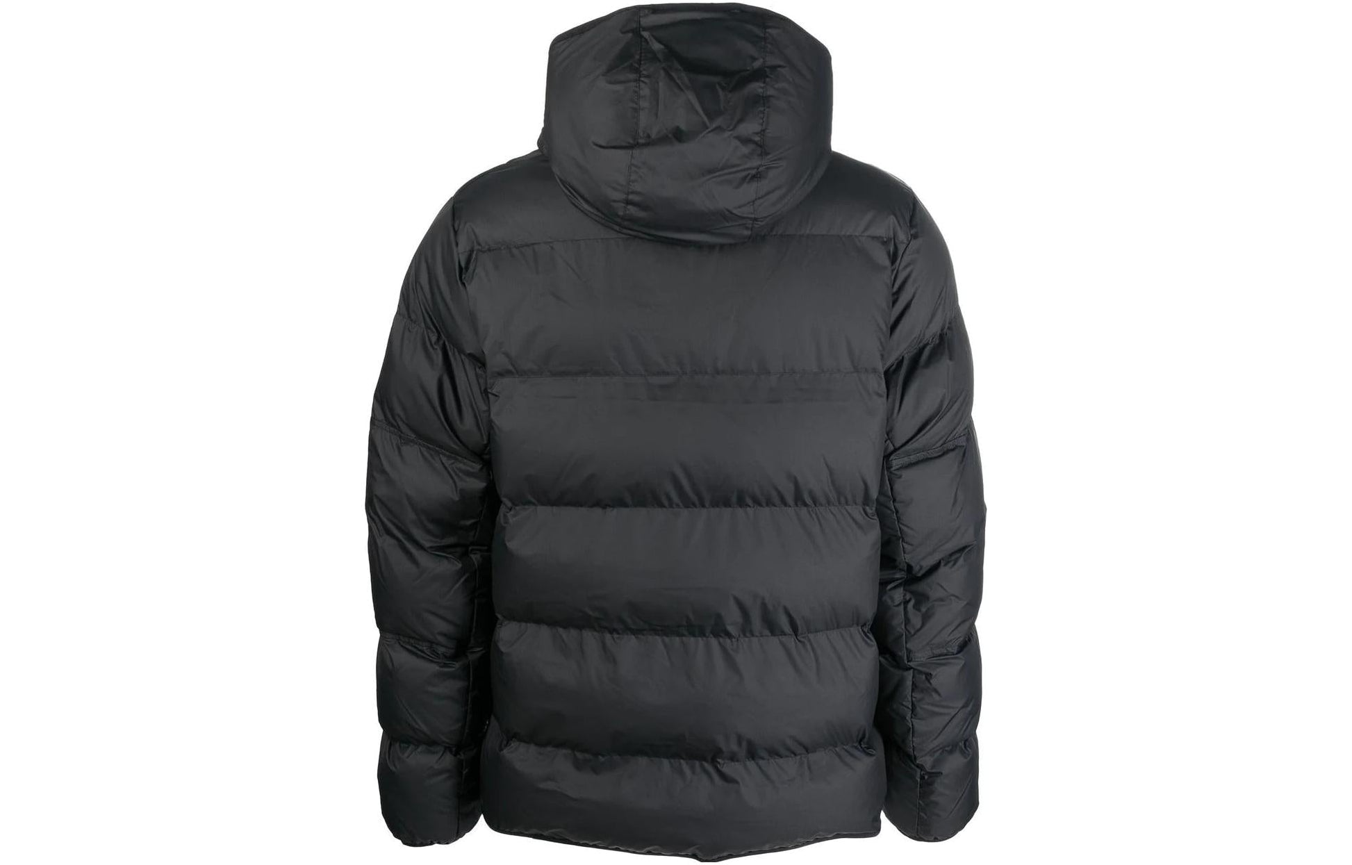 Men's Nike Solid Color Zipper Pocket logo Printing Hooded Down Jacket Black DR9605-010