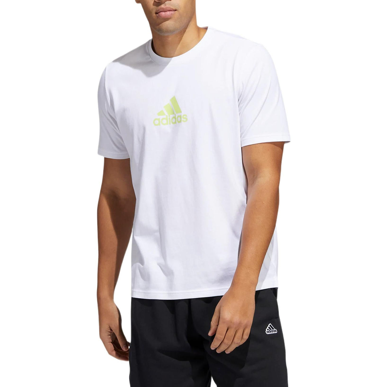 Men's adidas Casual Breathable Logo Solid Color Sports Short Sleeve White HE2314