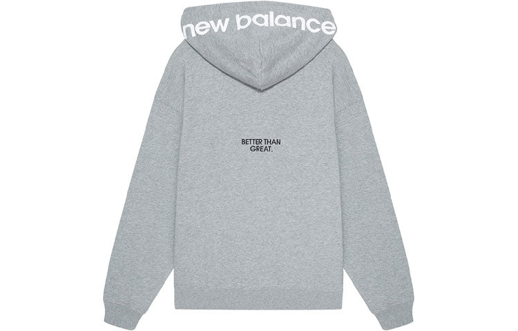 New Balance Logo Embroidered Sports Hooded Zipper Gray MDA3E013-GR