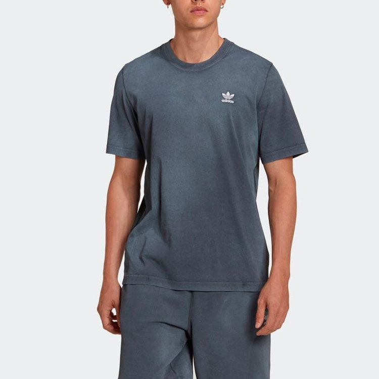 Men's adidas Solid Color Round Neck Printing Pullover Short Sleeve Gray T-Shirt HK7507