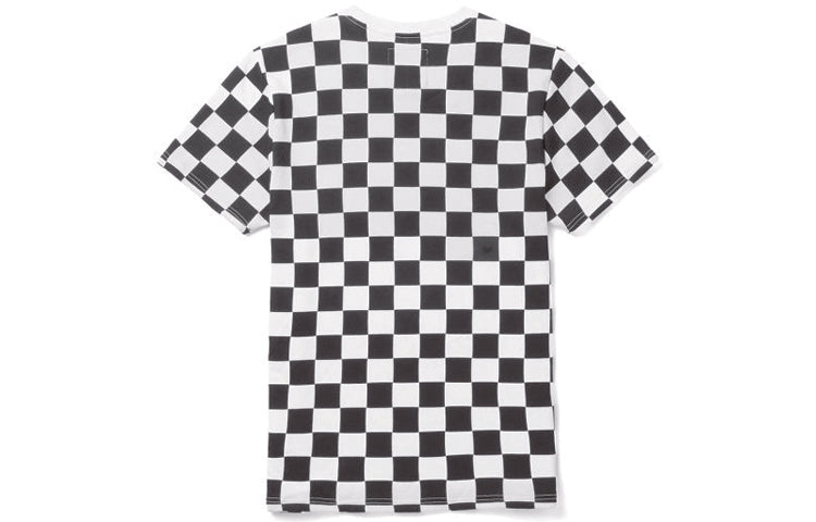 Vans Logo Grid Printing Colorblock Short Sleeve Couple Style Black VN0A4MLUJ0Z